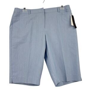 Counterparts Bermuda Dress Shorts Womens Size 14 Blue Chambray Light Stretch